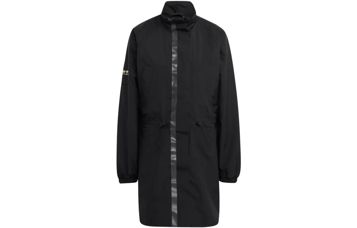Adidas Originals Long-Sleeved Dresses Women's Black Stand Collar Moderate Mid-Length