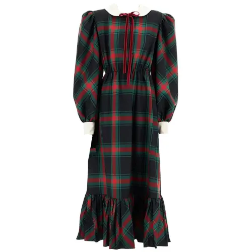 GUCCI Long Sleeved Dress Women's Red Green