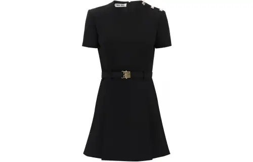 MIU MIU FW23 Short Sleeved Dress Women's Black