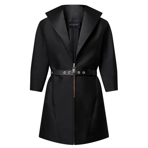 Lv Graphic Collar Belted Dress