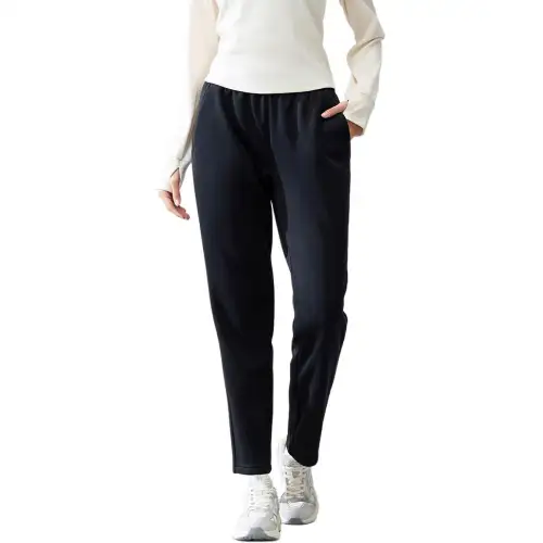 Anta Running Collection Comfortable Casual Minimalist Style Straight Fit Mid Rise Fleece Lined Thermal Running Pants