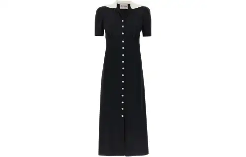 Miu Miu Embellished Short-Sleeved Flared Dress