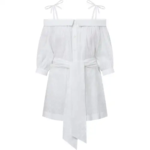 Lv Monogram Fil Coupé Off The Shoulder Shirt Dress