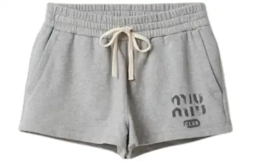 MIU MIU Logo-print Cotton Track Shorts