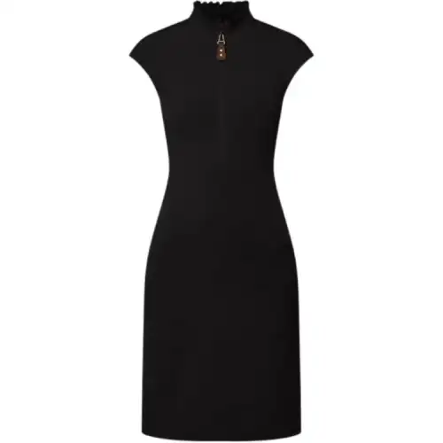 Lv Ruffle Collar Technical Jersey Dress