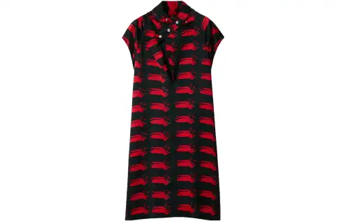 Burberry duck-print sleeveless silk dress