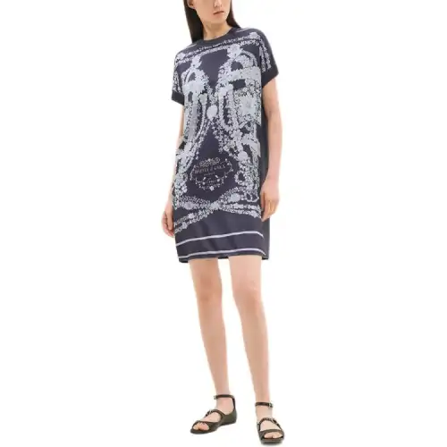 HERMES SS25 Short Sleeved Dress Women's Blue