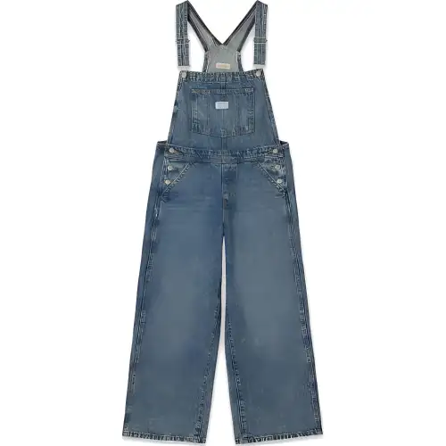 Levi’s Youth Casual Loose Straight Denim Big Pocket Overalls Women’s Washed Blue