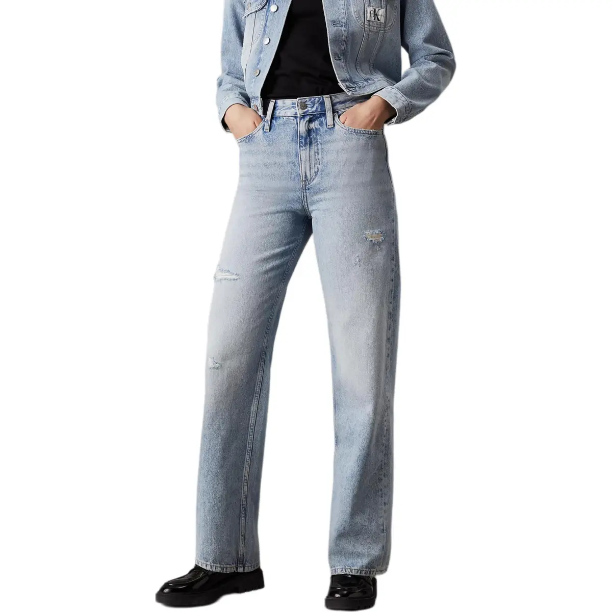 CALVIN KLEIN Jeans Europe Version Women's Light Blue