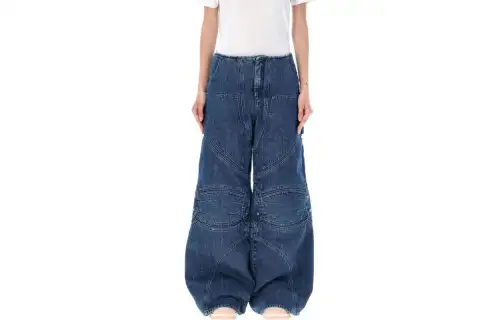 OFF WHITE Jeans Women's Blue Moderate Wide Leg Pants