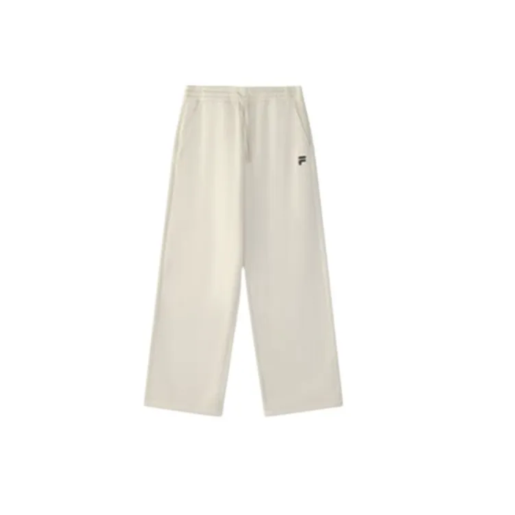 FILA FUSION FOB Fleece Lined Fashion Casual Loose Fit Wide Leg Pants Knitted Sweatpants Women's Hyacinth Bean Gray