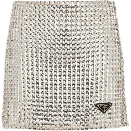 PRADA Casual Short Skirts Women's White Moderate Short A Line Skirt