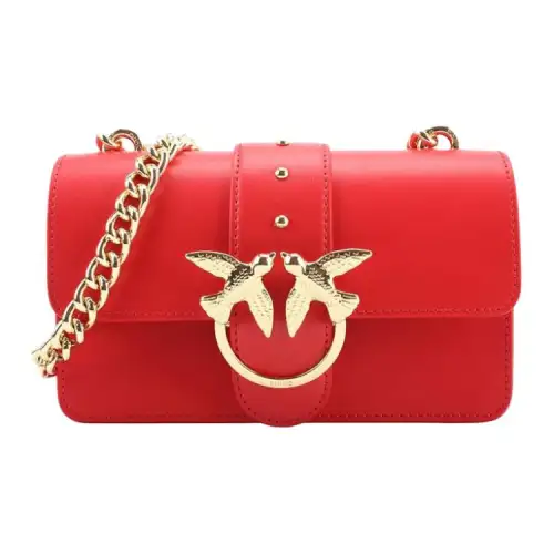 PINKO Cow Leather Swallow Bag, Shoulder Bag, Crossbody Bag Mini Women's Red