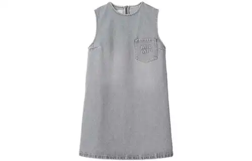 MIU MIU Logo-appliqué Denim Minidress