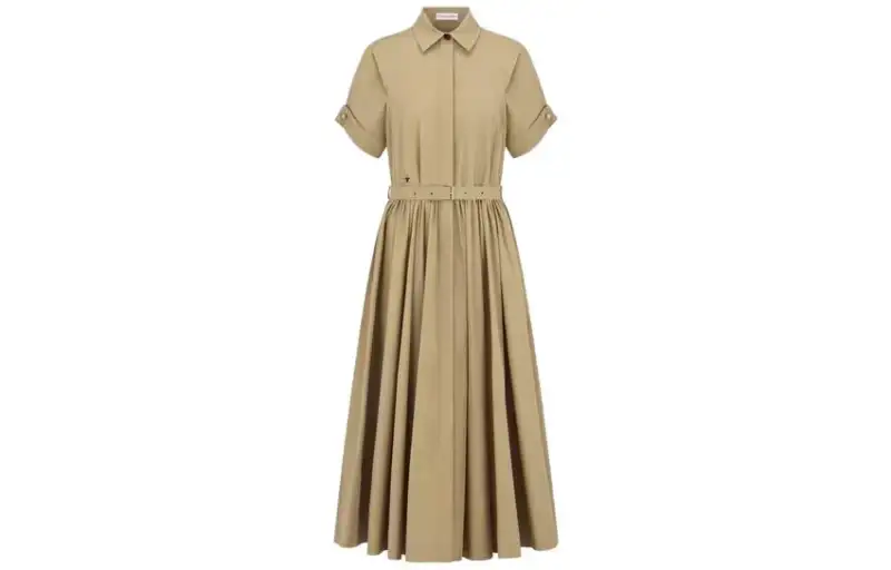 DIOR FW23 Belted Mid Length Dress Short Sleeved Dress Women's Khaki
