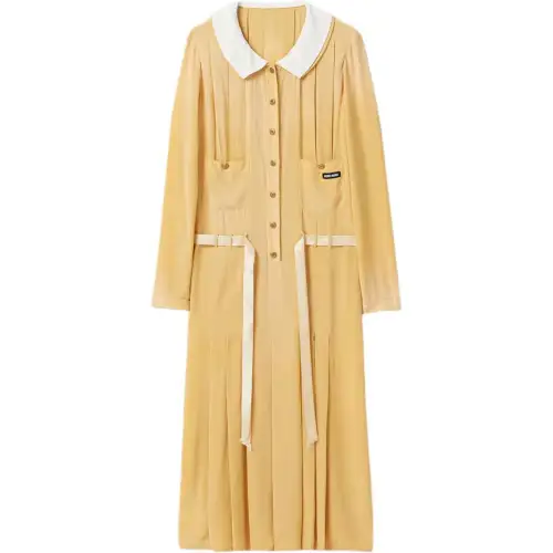 MIU MIU SS24 Long Sleeved Dress Women's Yellow