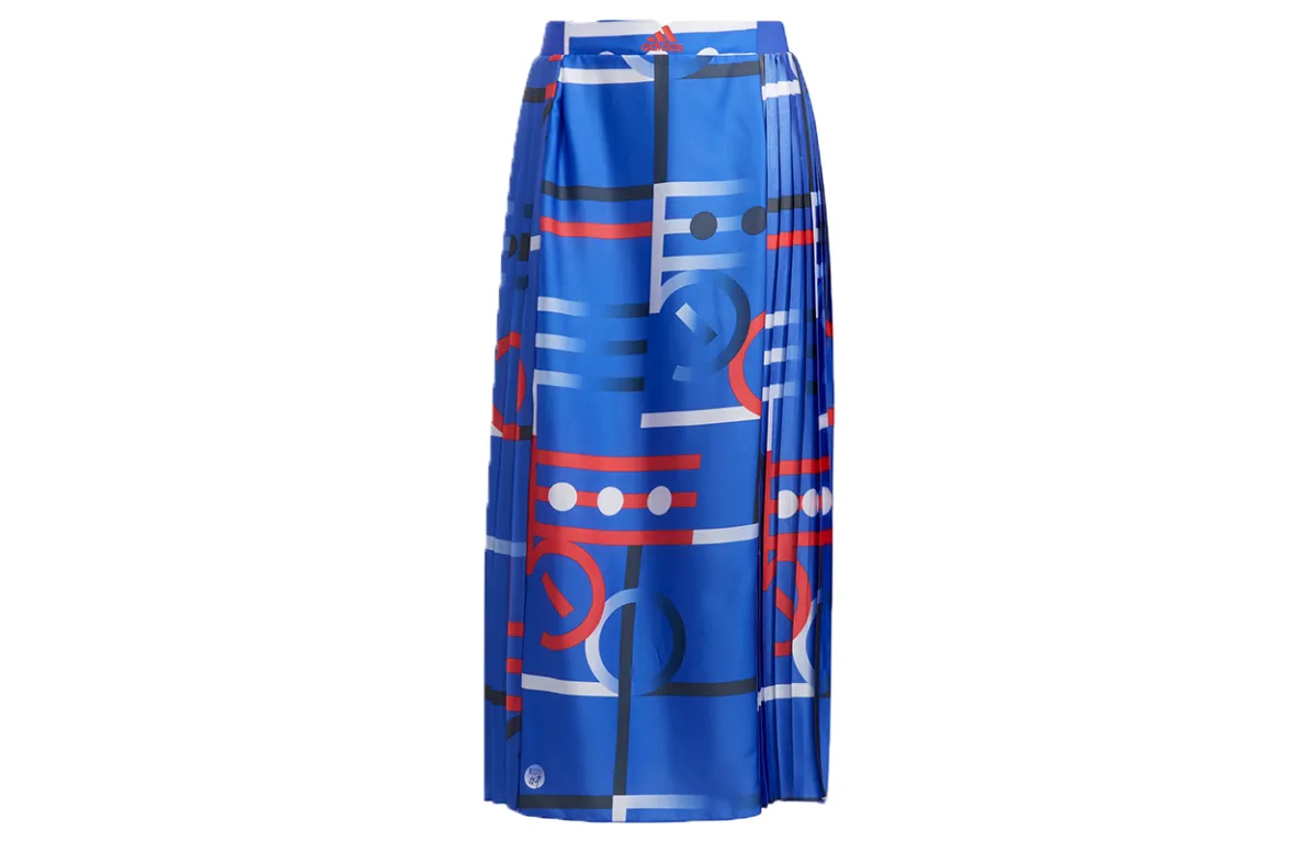 Adidas Casual Long Skirts Women's Blue Moderate Long Pleated Skirt