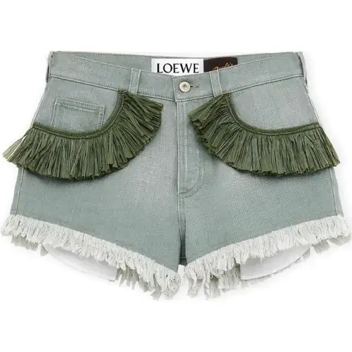 LOEWE SS24 Casual Shorts Women's Khaki Green