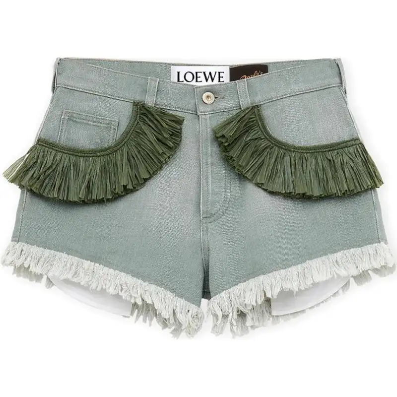 LOEWE SS24 Casual Shorts Women's Khaki Green