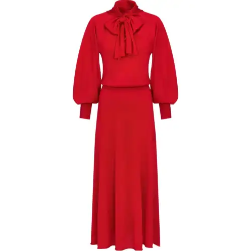DIOR Long Sleeved Dress Women's Red