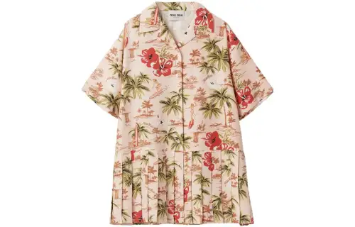 MIU MIU FW23 Short Sleeved Dress Women's Peach