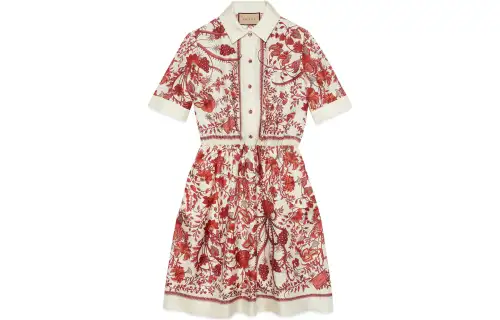 GUCCI Chinese New Year SS24 Short Sleeved Dress Women's Red