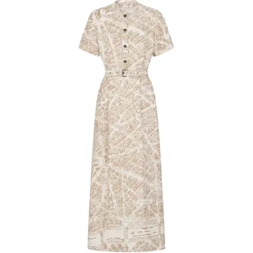 DIOR Short Sleeved Dress Women's Beige