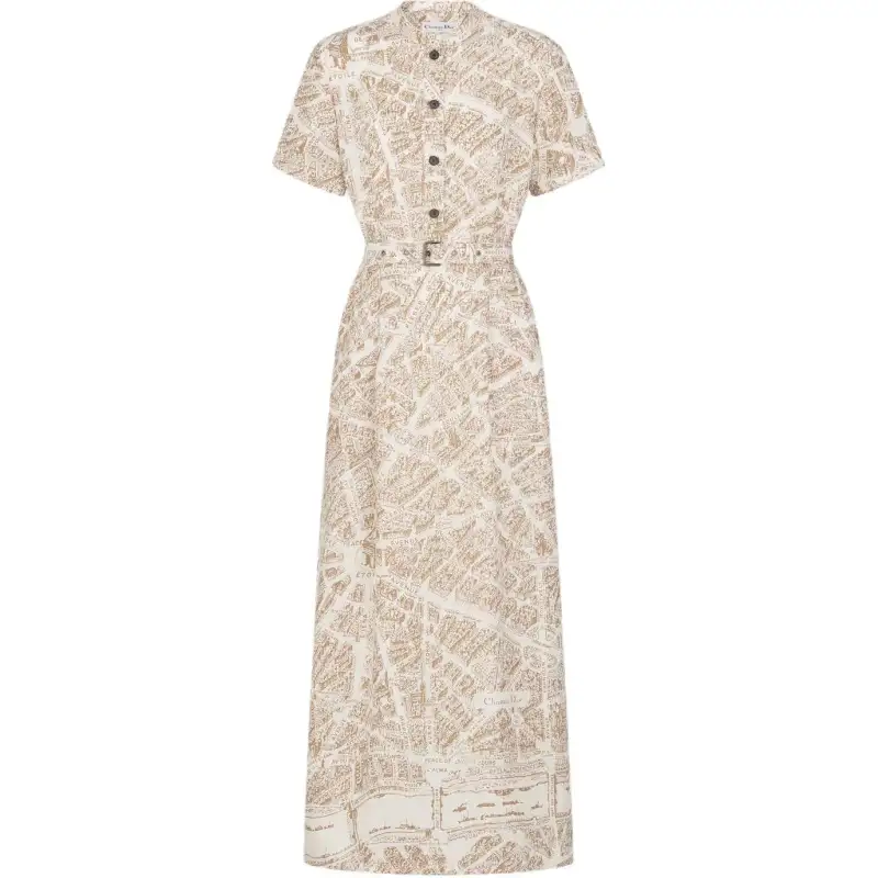DIOR Short Sleeved Dress Women's Beige
