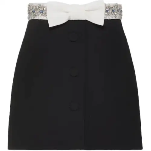 MIU MIU Casual Short Skirts Women's Black Moderate Short A Line Skirt