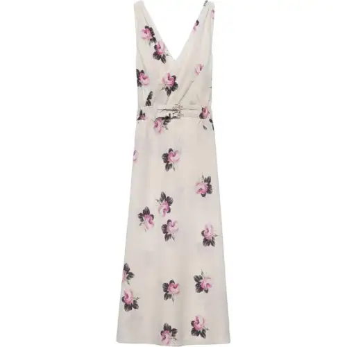 PRADA Floral print Sablé Midi Dress