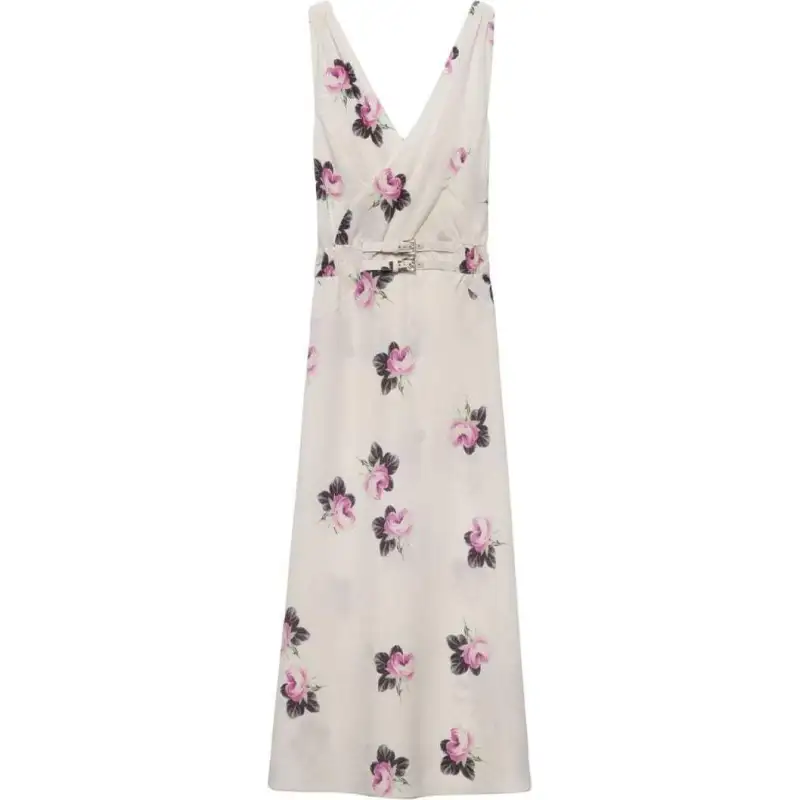 PRADA Floral print Sablé Midi Dress