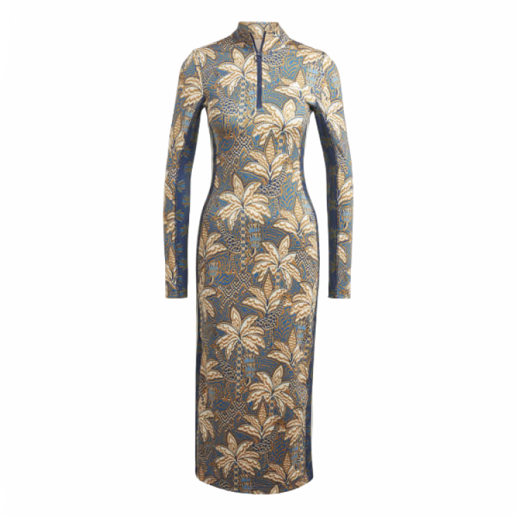 Adidas x FARM RIO Long Sleeved Dress Women's Multicolor/Bronze Stratum/Focus Blue