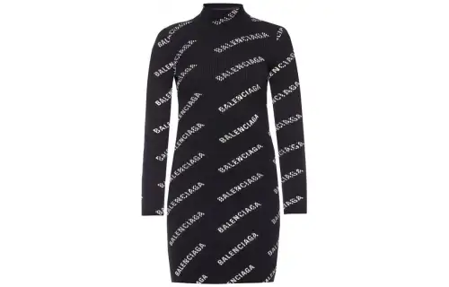 Balenciaga Logo Print Mini Dress 'Black/White'