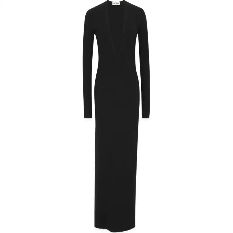 SAINT LAURENT V Neck Long Sleeved Dresses