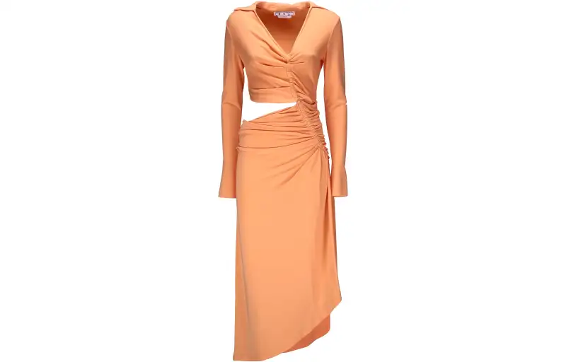 OFF-WHITE cut-out draped dress