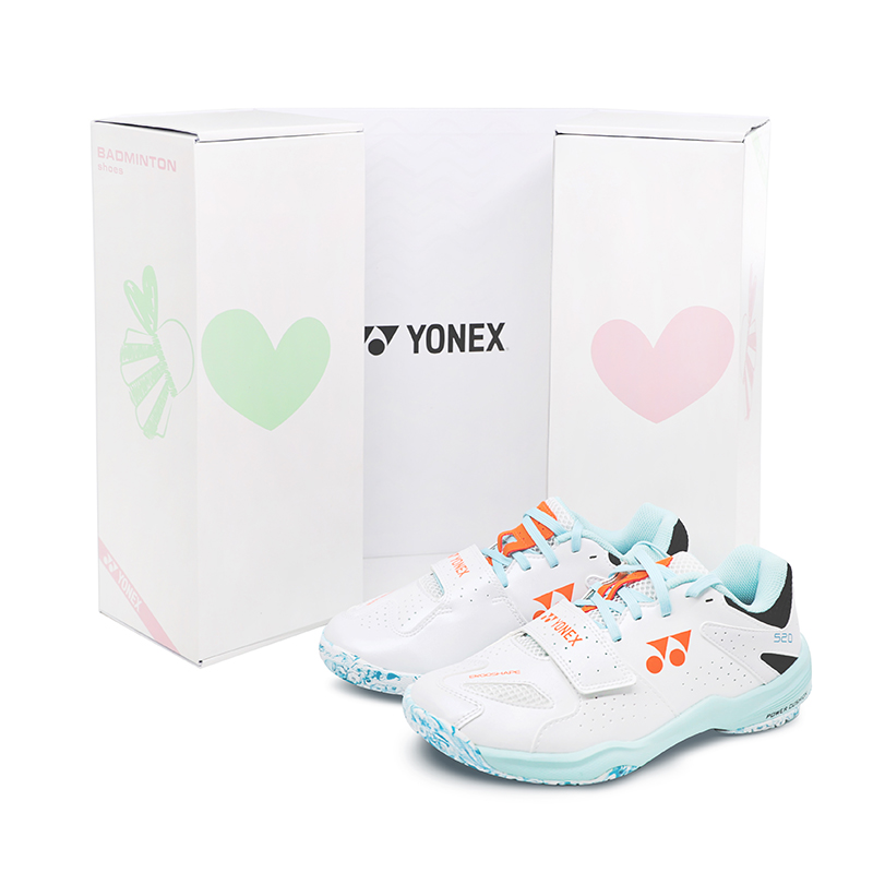 YONEX 520 Cushioning Slip Resistant Abrasion Resistant Low top Badminton Shoes Unisex White Orange
