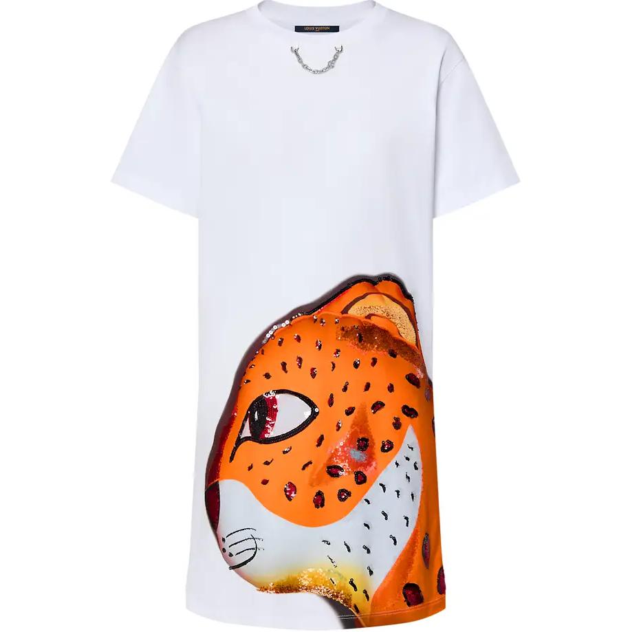 Louis Vuitton sequin-embellished leopard-print dress