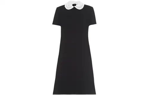 MIU MIU Lace knitted doll, black short sleeve dress, floral print