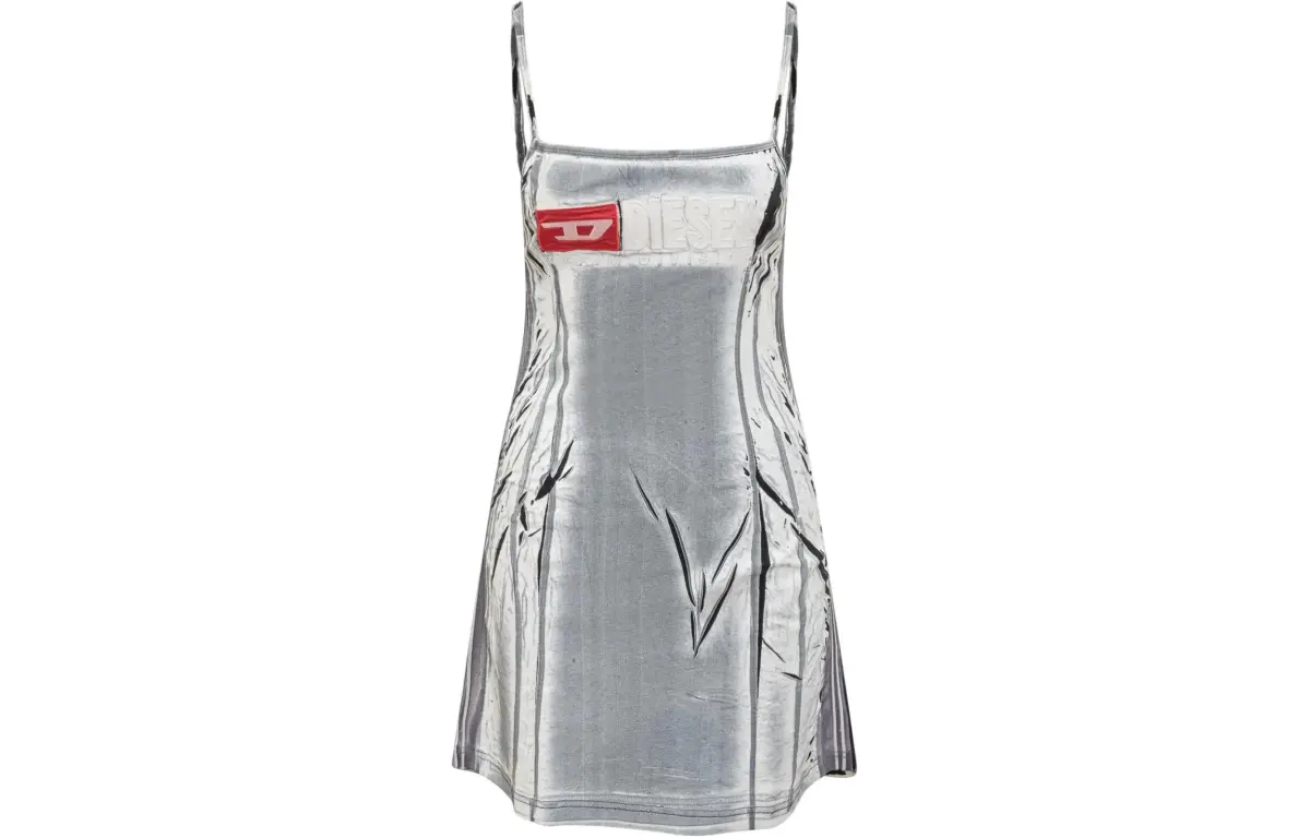 DIESEL Creased paint Cotton Mini Dress