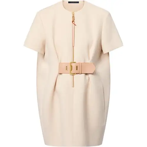 Lv Belted Crepe T Shirt Dress