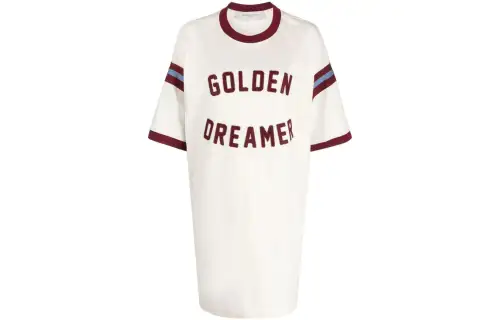 slogan-appliqué cotton T-shirt dress