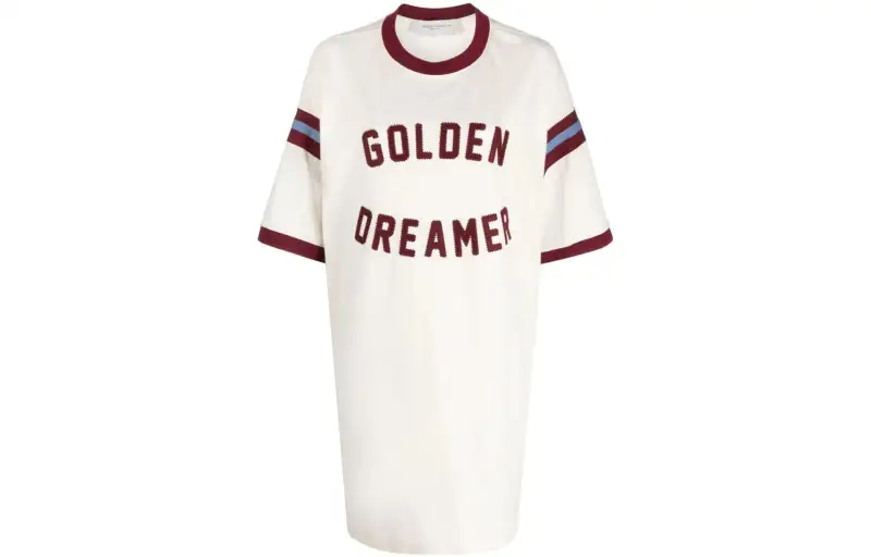 slogan-appliqué cotton T-shirt dress