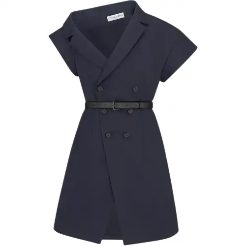 DIOR Short Sleeved Dress Women's Marine Blue