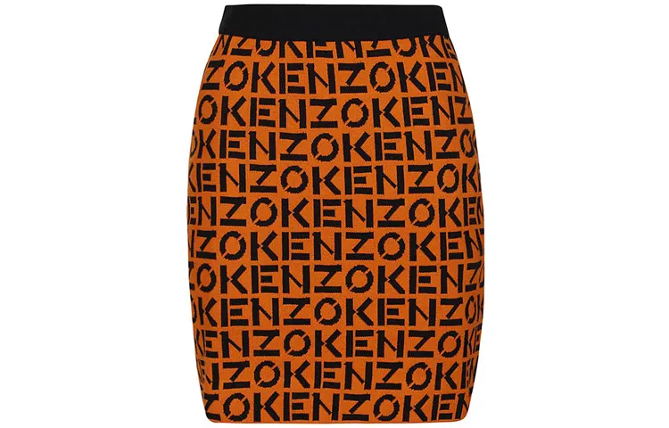 KENZO Casual Long Skirts Women's Orange Moderate Mid Length Bodycon Skirt