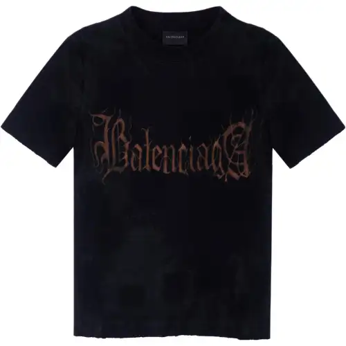Balenciaga T Shirts Women's Black Crew Neck Moderate Straight Fit
