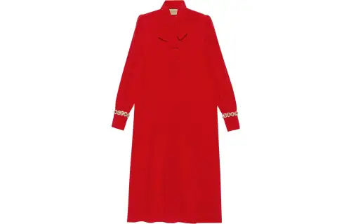 GUCCI SS23 Long Sleeved Dress Women's Red