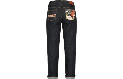 EVISU Jeans Women's Denim Blue Moderate Straight Fit Pants