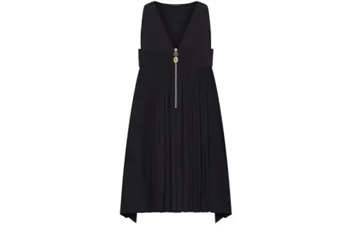 LOUIS VUITTON Mini V-Neck Pleat Dress