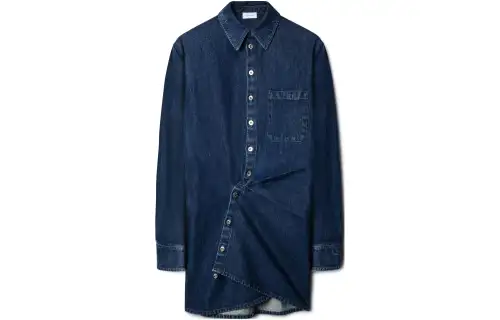 OFF WHITE Buttoned Draped Denim Mini Dress