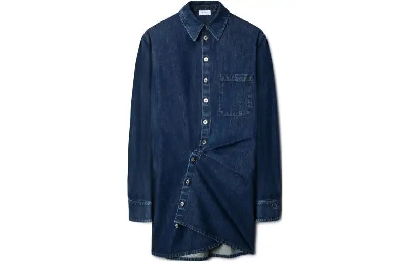 OFF WHITE Buttoned Draped Denim Mini Dress